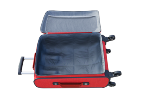 Red luggage open isolated. 3d render png