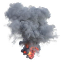 Smoke and fire explosion isolated. 3d render png