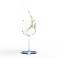 Water wine white pouring into glass. 3d render isolated png