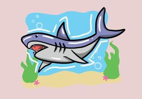 Hand drawn Shark isolated on background. Vector illustration of aquatic animals.