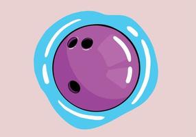 Hand drawn purple bowling ball on isolated background, vector illustration