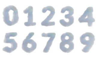 Cloud glyph numbers. 3d render isolated png