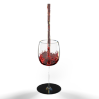 acqua vino rosso scrosciante in bicchiere. 3d rendere isolato png