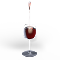 água vinho vermelho derramando para dentro vidro. 3d render isolado png