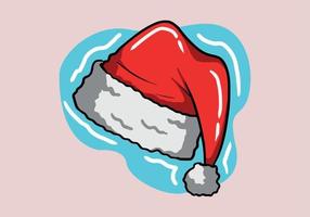 Hand drawn Santa Claus hat isolated on background. Flat style. Red noel hat. vector