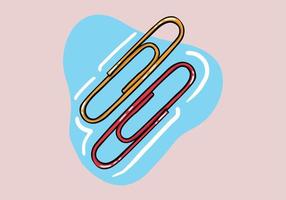 Hand drawn colorful paperclip. Colorful paper clips set. Cartoon style vector isolated on background.