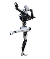 cyberpunk robot avec muay thaïlandais pose isolé. 3d rendre png