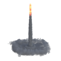 vlammen en rook voor raket launch. 3d geven geïsoleerd png