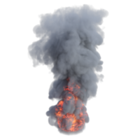 fumaça e fogo explosão isolado. 3d render png