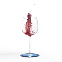 Water wine red pouring into glass. 3d render isolated png