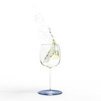 água vinho branco derramando para dentro vidro. 3d render isolado png