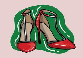 mano dibujado vector ilustración de elegante de moda rojo De las mujeres Zapatos con alto tacón aislado en antecedentes