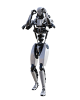 Cyberpunk Roboter mit muay thailändisch Pose isoliert. 3d machen png