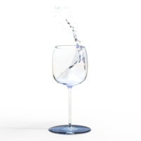 Water splash pouring into glass. 3d render isolated png
