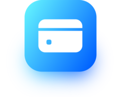 Credit card icon in square gradient colors. Payment card signs illustration. png