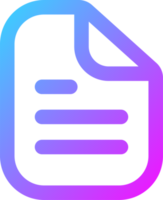 Document icon in gradient colors. Folded written paper signs illustration. png