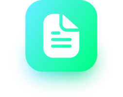 Document icon in square gradient colors. Folded written paper signs illustration. png