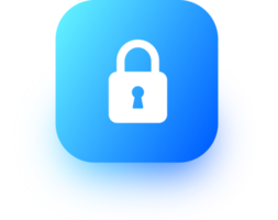 Padlock icon in square gradient colors. Security signs illustration. png