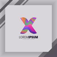 X Letter logo identity with abstract colorful illustraton on paper white mackup. eps 10. vector