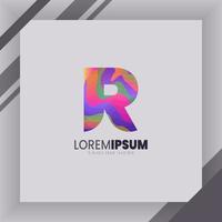 R Letter logo identity with abstract colorful illustraton on paper white mackup. eps 10. vector