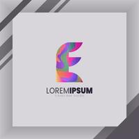 E Letter logo identity with abstract colorful illustraton on paper white mackup. eps 10. vector