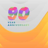 90 years anniversary with abstract logotype celebration on white and yellow background. vector