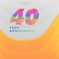 40 years anniversary with abstract logotype celebration on white and yellow background. vector