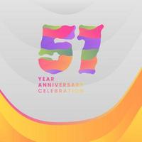 51 Years Annyversary Celebration. Abstract numbers with colorful templates. eps 10. vector