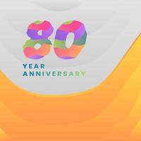 80 años aniversario con resumen logotipo celebracion en blanco y amarillo antecedentes. vector