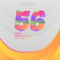 56 Years Annyversary Celebration. Abstract numbers with colorful templates. eps 10. vector