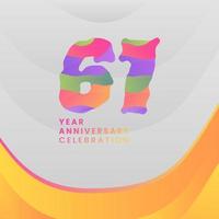 61 Years Annyversary Celebration. Abstract numbers with colorful templates. eps 10. vector