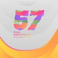 57 Years Annyversary Celebration. Abstract numbers with colorful templates. eps 10. vector