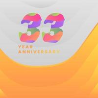 33 Years Annyversary Celebration. Abstract numbers with colorful templates. eps 10. vector