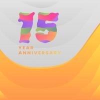 15 años annyversario celebracion. resumen números con vistoso plantillas. eps 10 vector