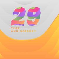 29 Years Annyversary Celebration. Abstract numbers with colorful templates. eps 10. vector