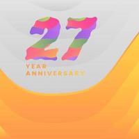 27 Years Annyversary Celebration. Abstract numbers with colorful templates. eps 10. vector