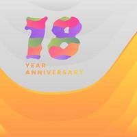 18 Years Annyversary Celebration. Abstract numbers with colorful templates. eps 10. vector