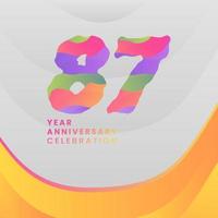 87 Years Annyversary Celebration. Abstract numbers with colorful templates. eps 10. vector