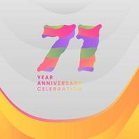 71 Years Annyversary Celebration. Abstract numbers with colorful templates. eps 10. vector