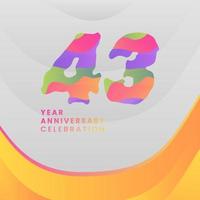 43 Years Annyversary Celebration. Abstract numbers with colorful templates. eps 10. vector