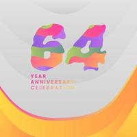 64 Years Annyversary Celebration. Abstract numbers with colorful templates. eps 10. vector