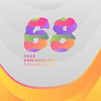 68 Years Annyversary Celebration. Abstract numbers with colorful templates. eps 10. vector