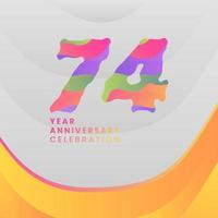 74 Years Annyversary Celebration. Abstract numbers with colorful templates. eps 10. vector