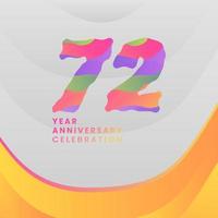 72 Years Annyversary Celebration. Abstract numbers with colorful templates. eps 10. vector