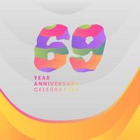 69 Years Annyversary Celebration. Abstract numbers with colorful templates. eps 10. vector