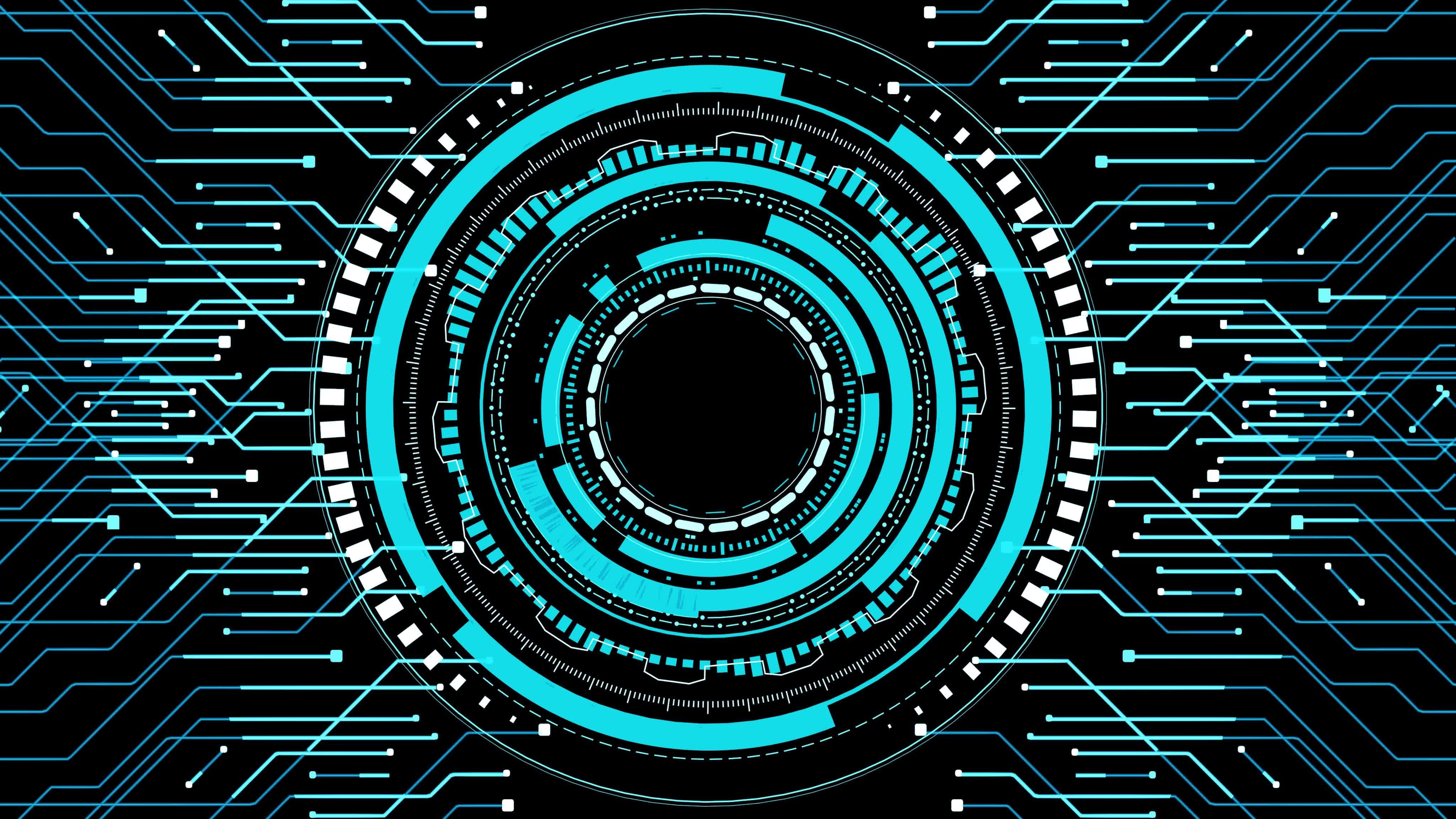 Hud neural network ai technology cloud computing bits internet 5g blue