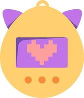 Flat retro design. Tamagotchi, 90s electronic pet in flat style on transparent background vector