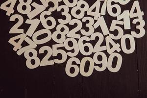 Digital background with numbers. Texture of random numbers figures. Economic Collapse or default concept. photo