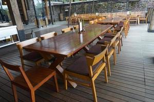 Chairs and tables made of aesthetic wood photo