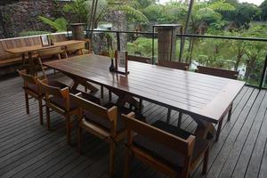 Chairs and tables made of aesthetic wood photo